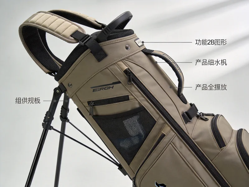 Premium golf stand bag detailed features - pockets straps stand mechanism waterproof design