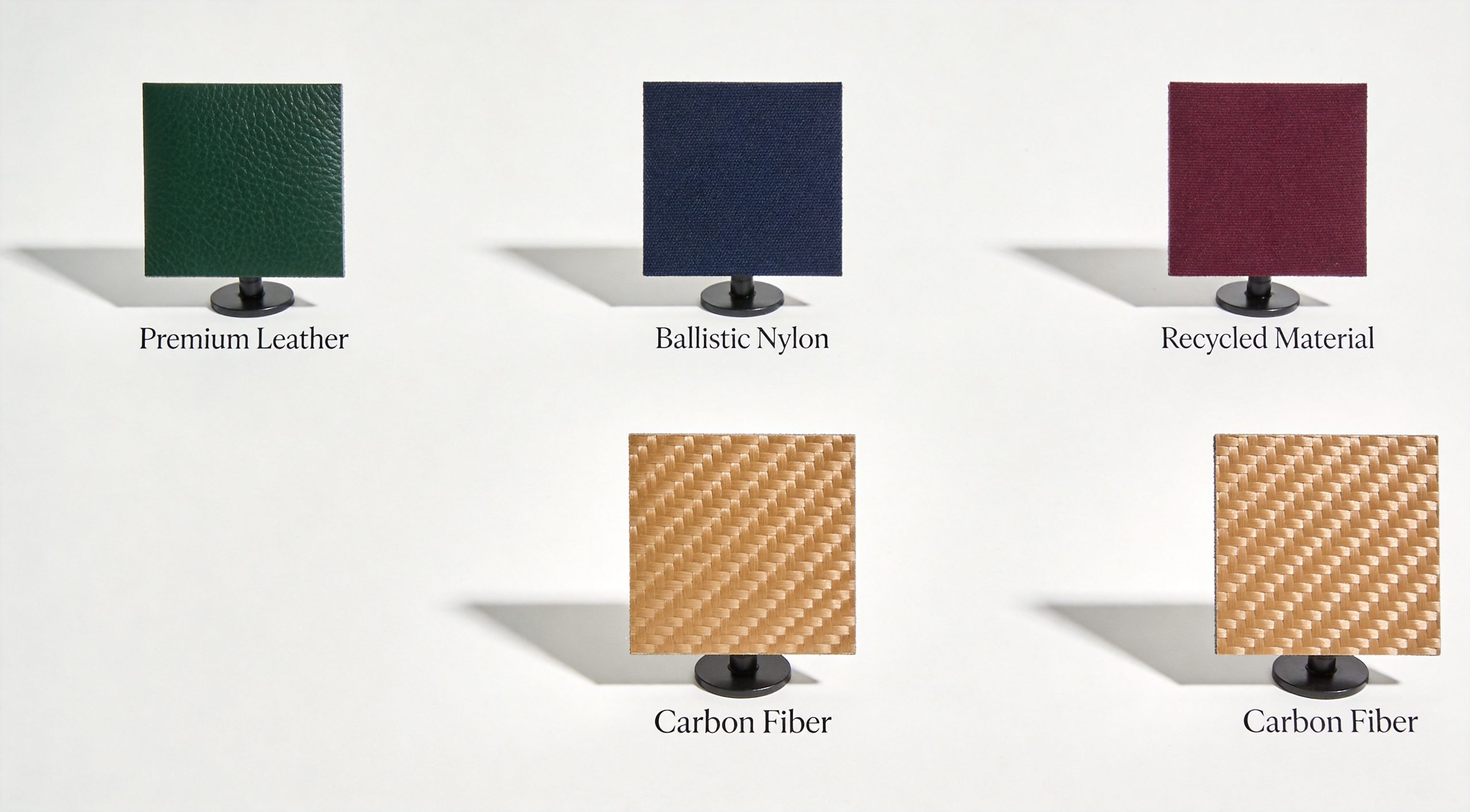 Golf bag color trends 2026 showing earth tone palette of forest green navy burgundy and sand alongside premium material comparisons