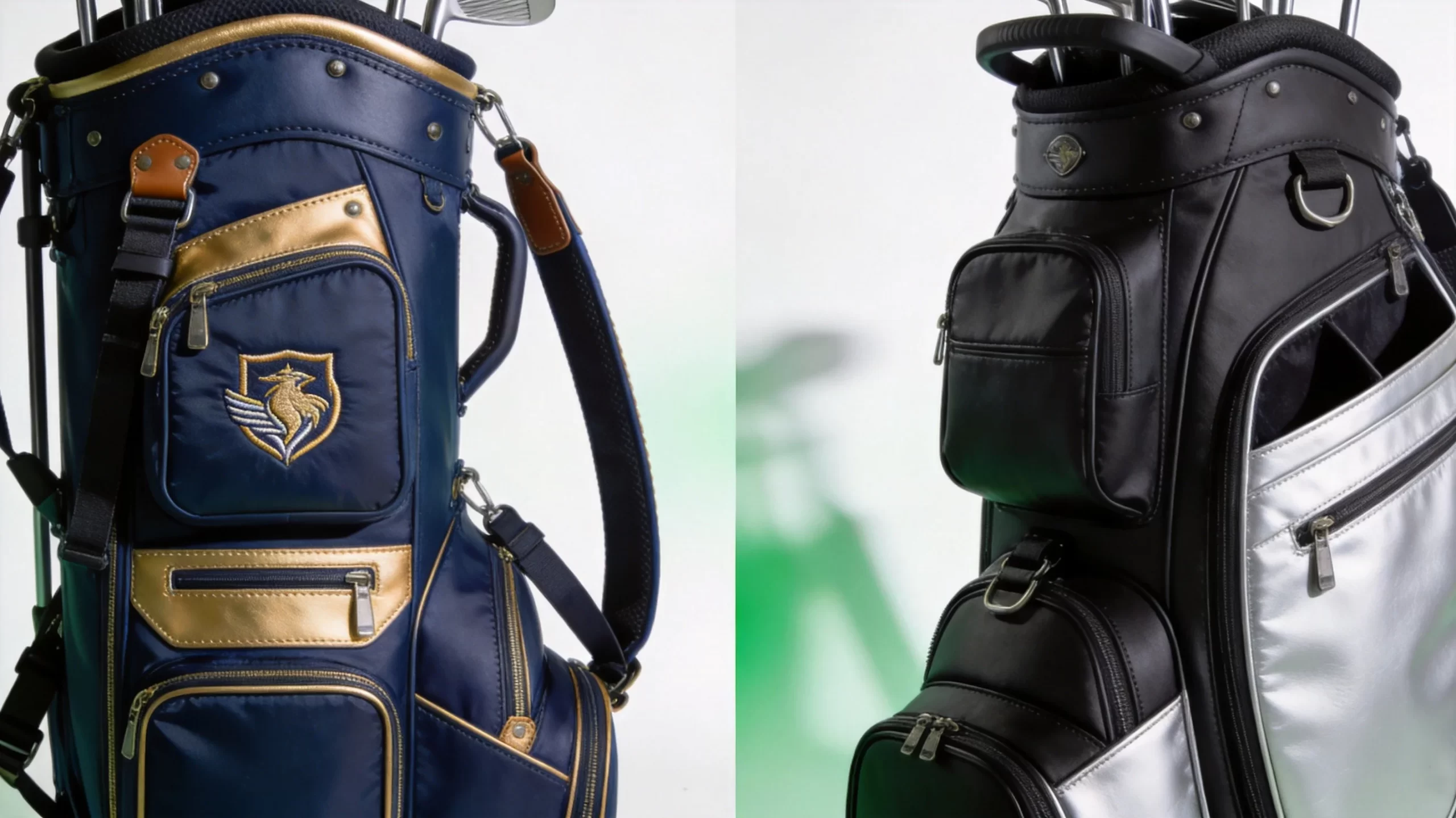 Custom cart bag vs standard cart bag comparison for pro shop retail