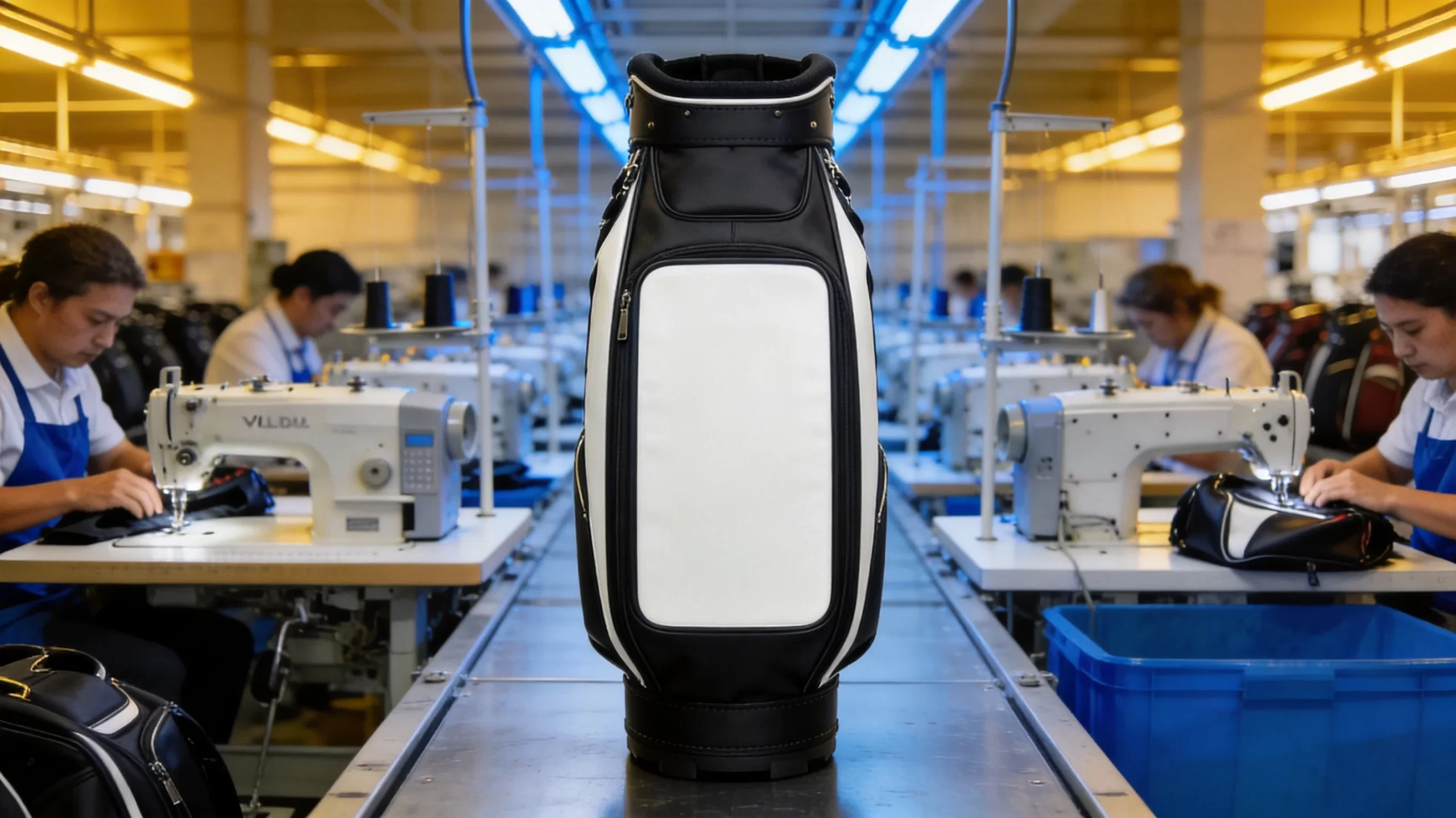 Private label golf bag production line with brand customization