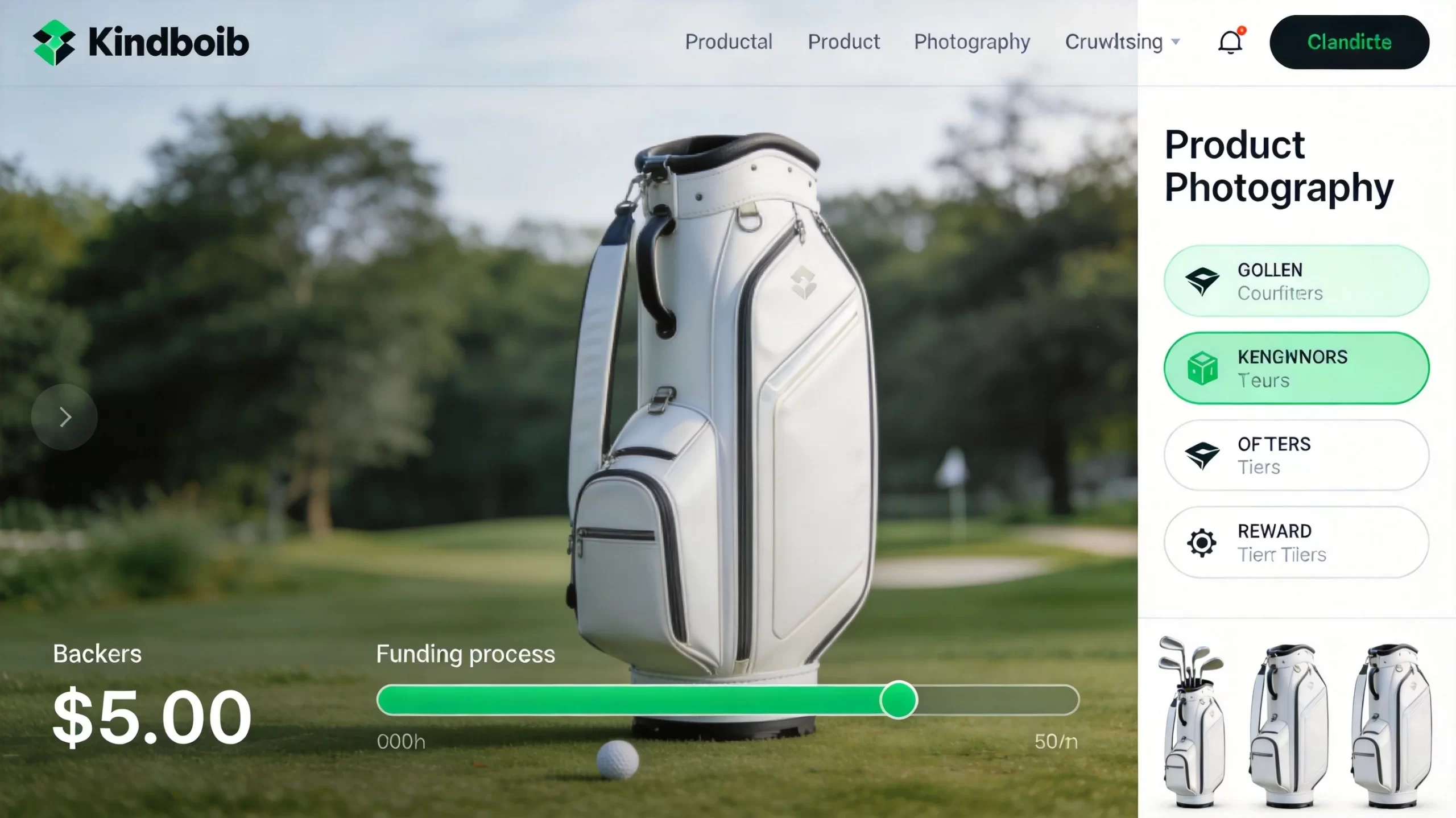 Kickstarter crowdfunding campaign for golf bags