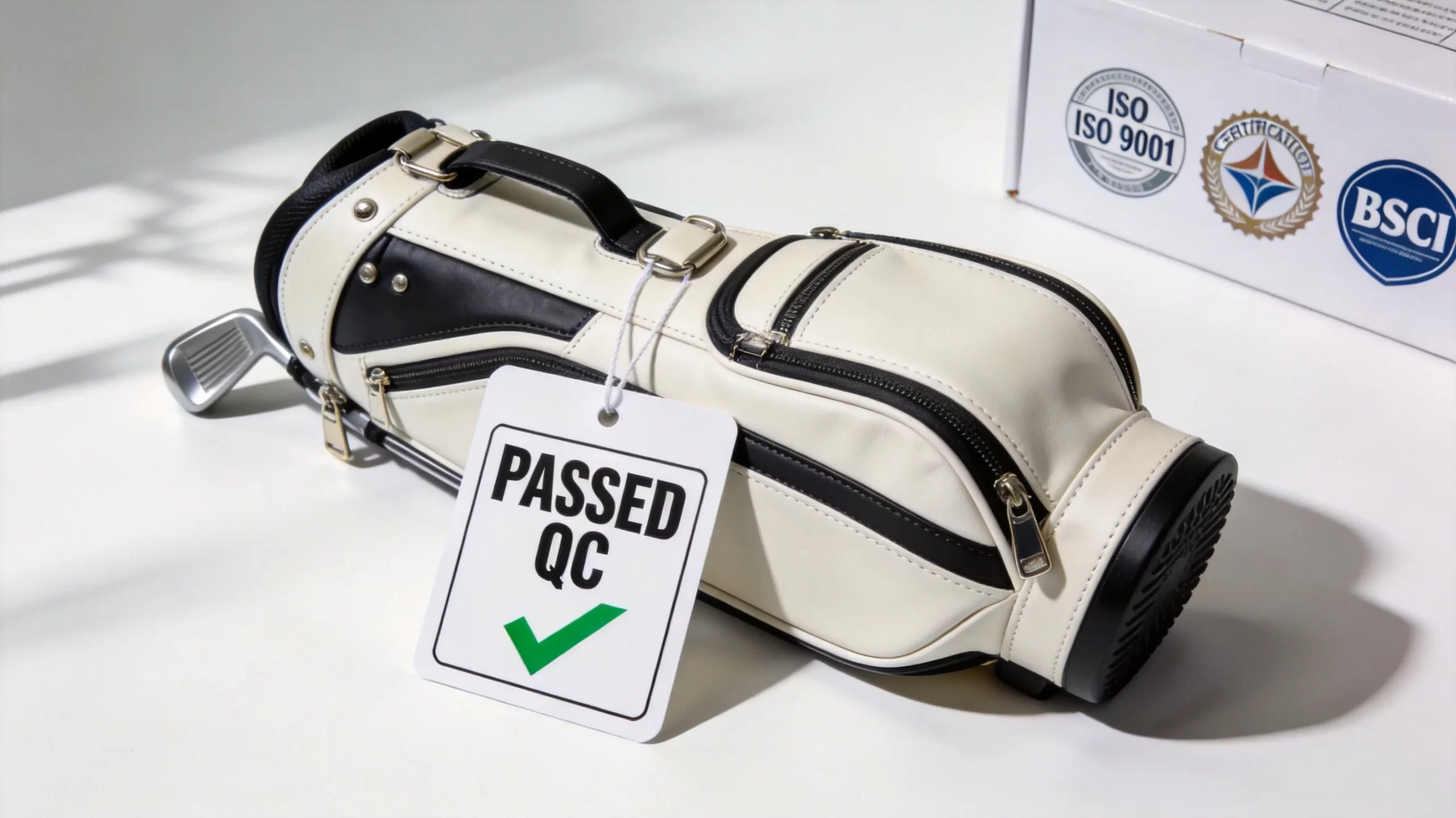 Golf bag with quality assurance certification label