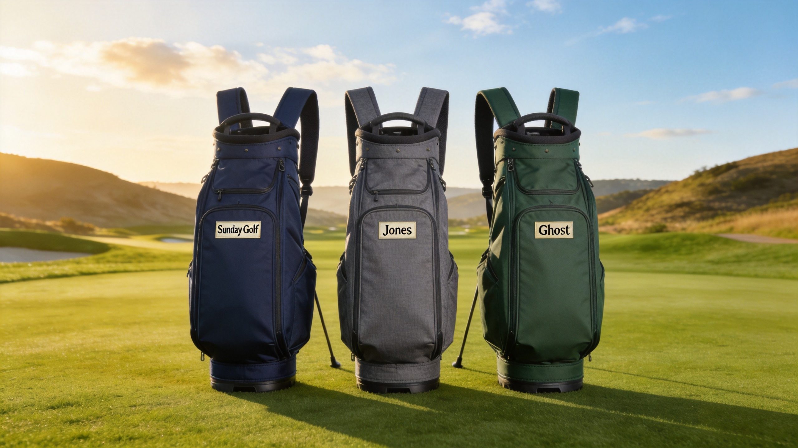 Sunday Golf vs Jones vs Ghost lightweight walking golf bags comparison on golf course