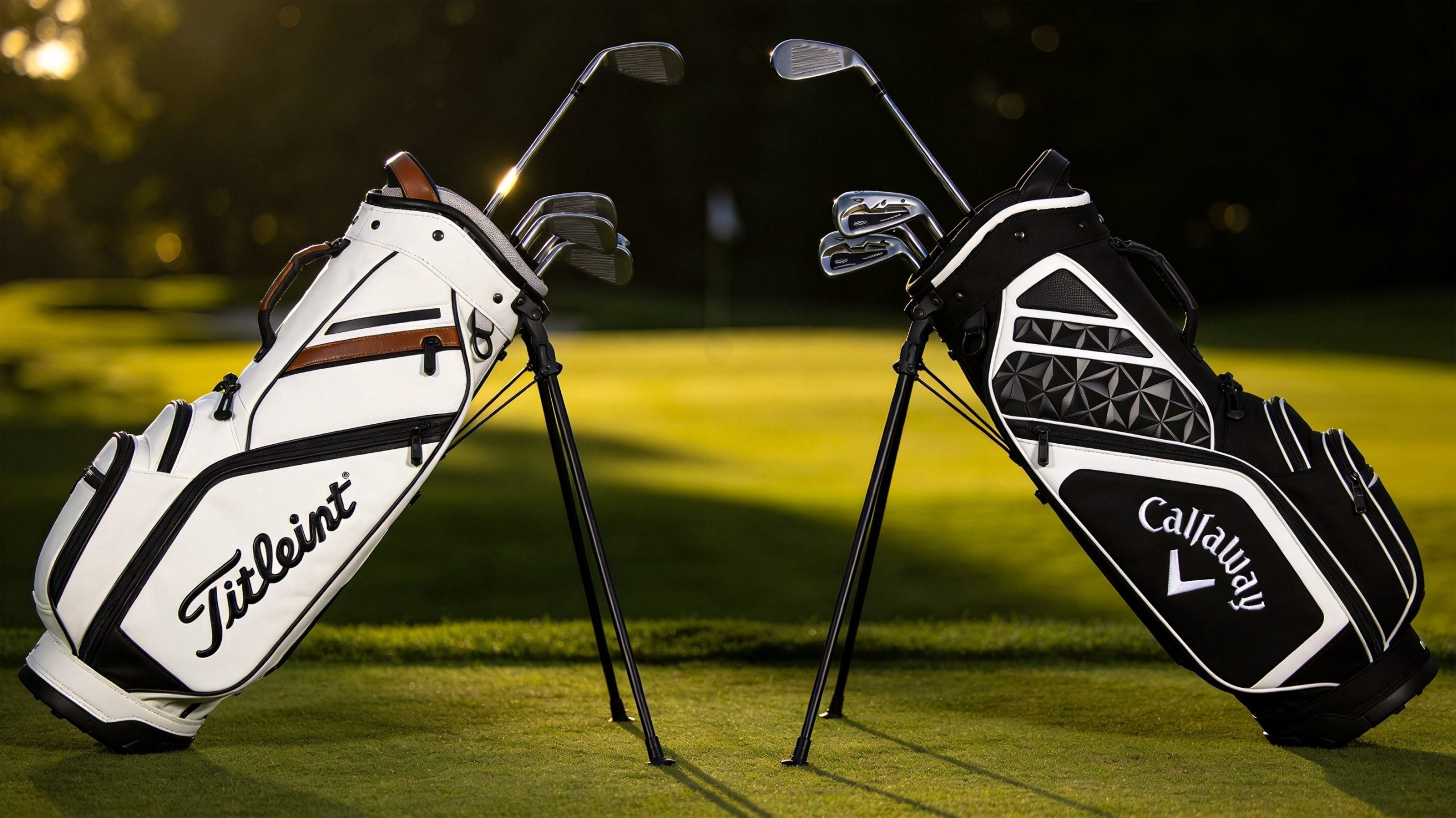 Titleist vs Callaway stand bags comparison hero image showing premium golf bags side by side
