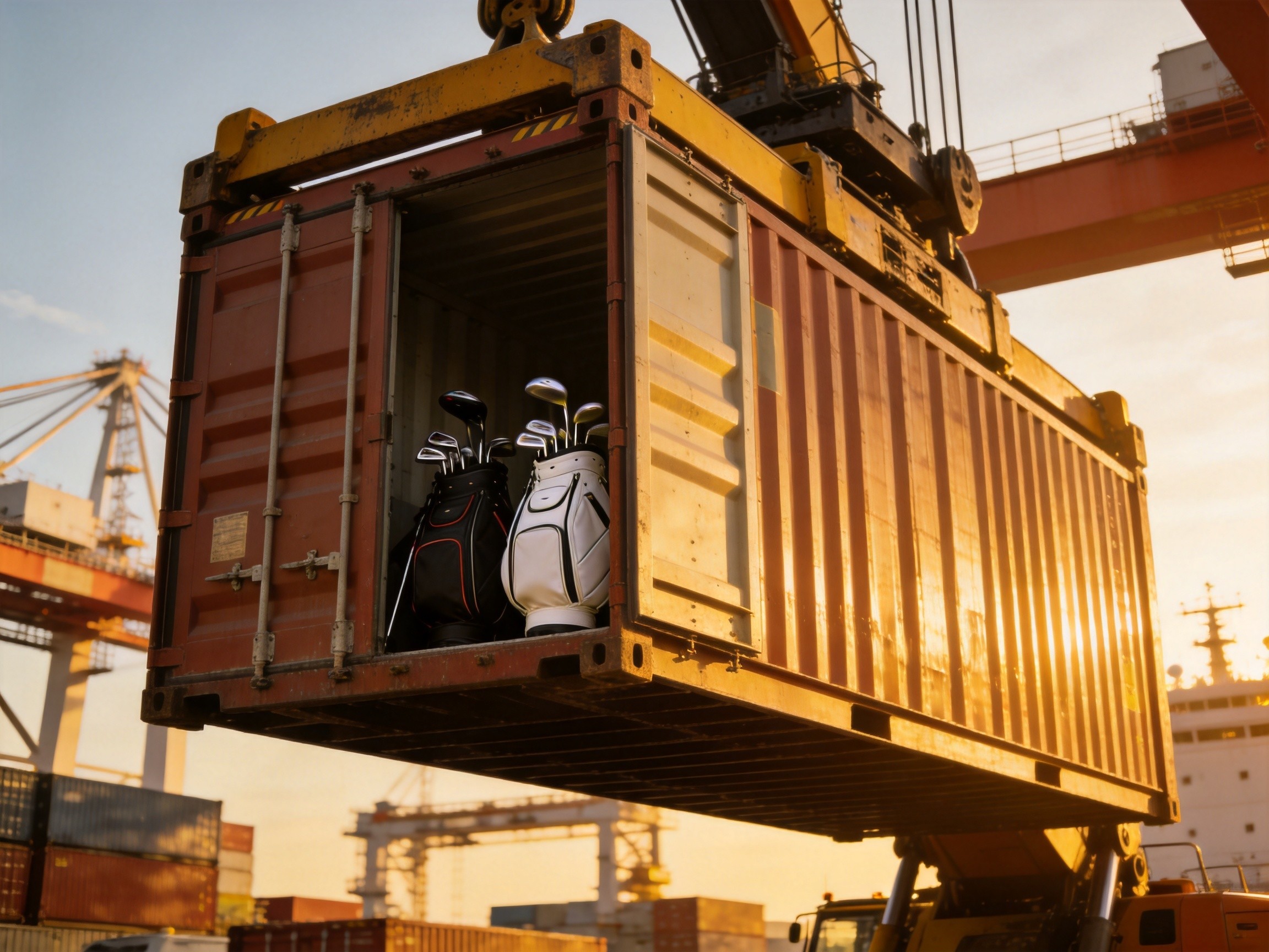 Ocean freight shipping container golf bag logistics
