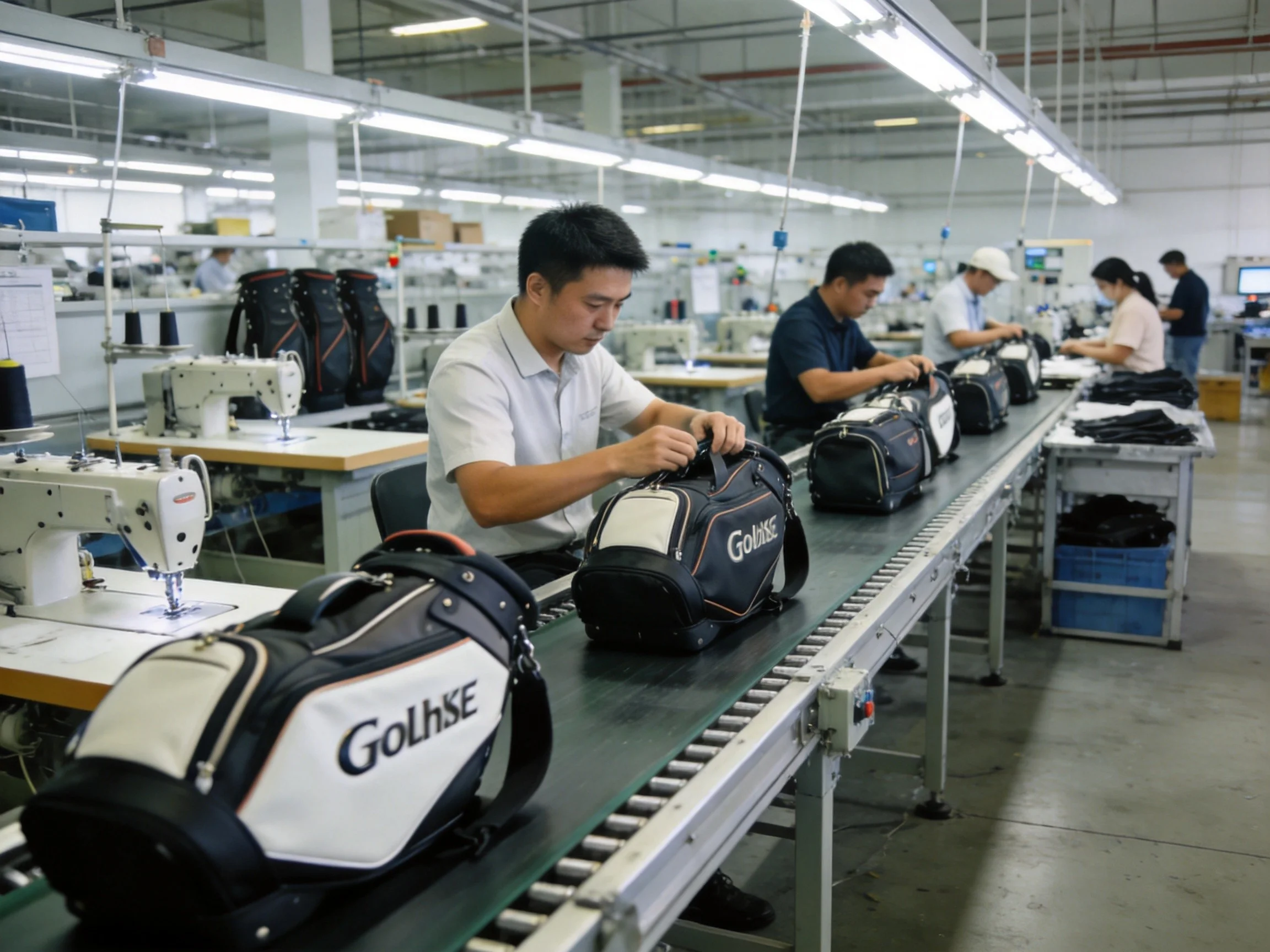 Golf bag production line manufacturing
