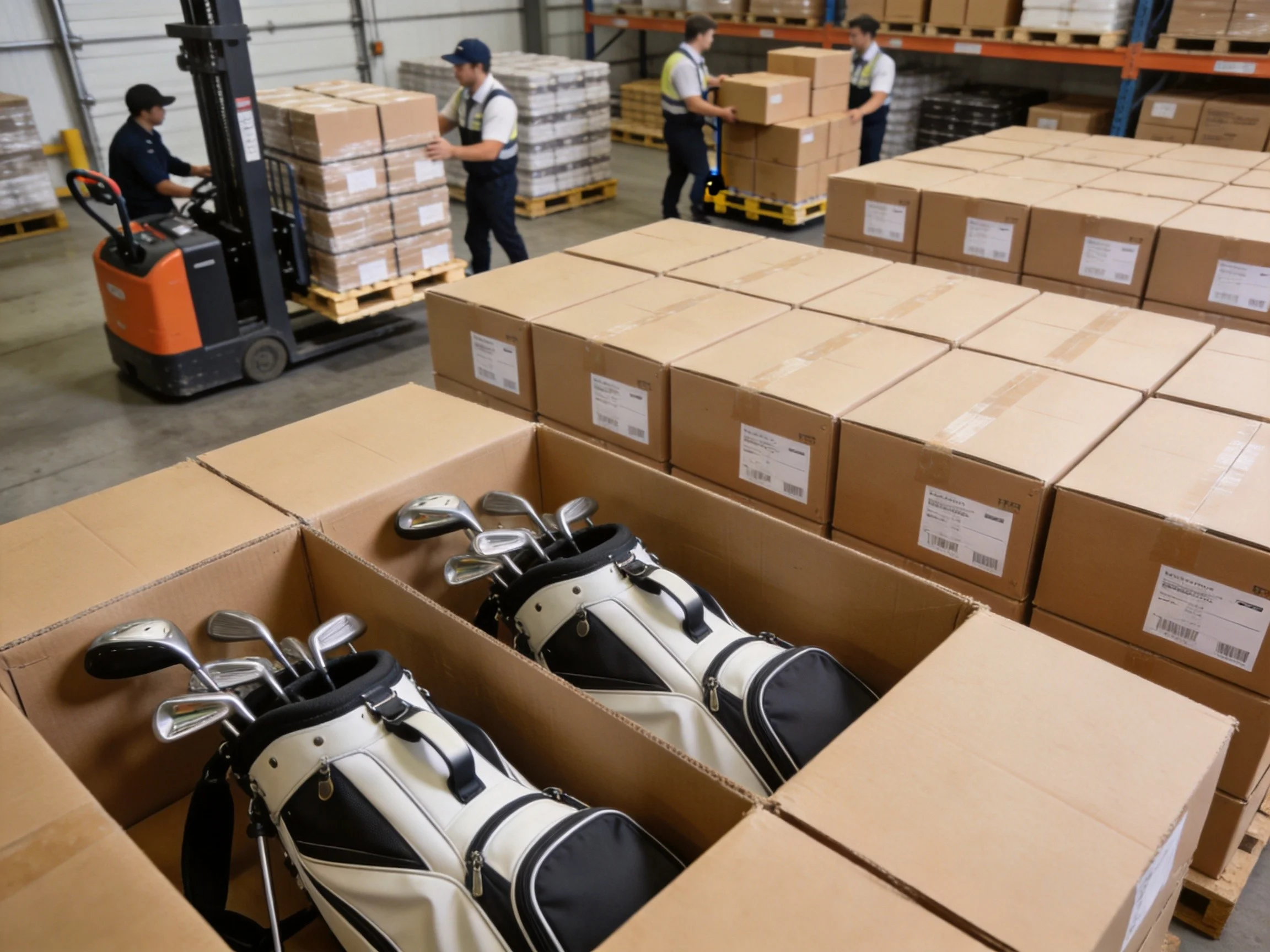 Golf bag shipping and fulfillment warehouse