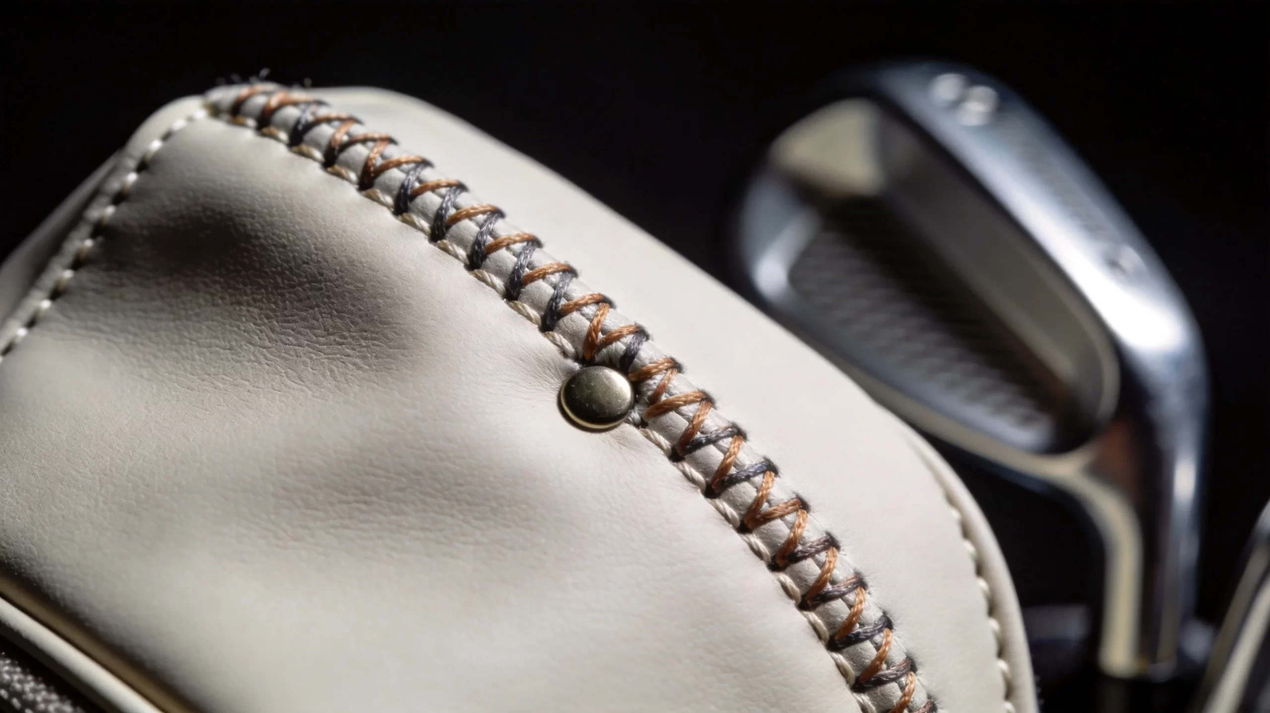Precision stitching quality on premium golf bag - double-needle lockstitch seam craftsmanship detail